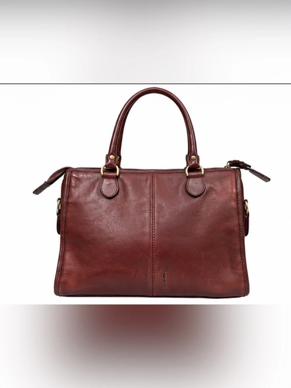 Del Mano Woven Burgundy Brown Structured Satchel Handbag
